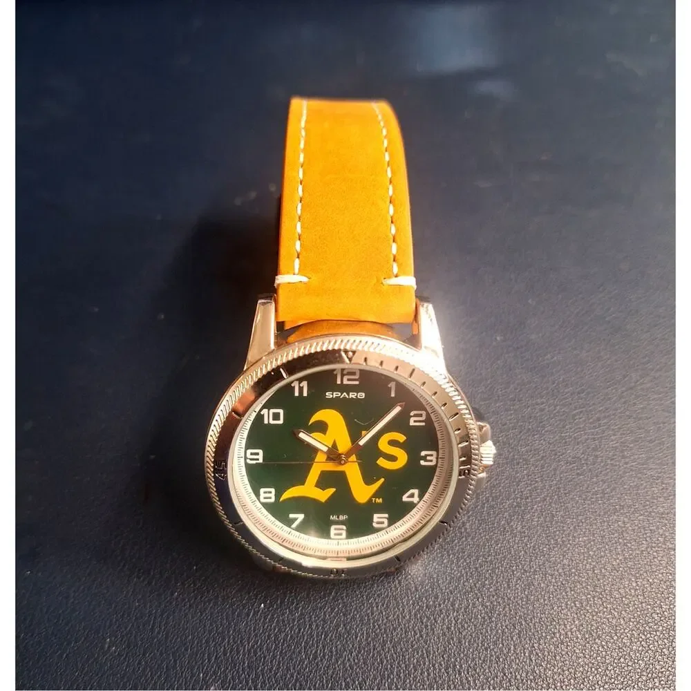 MLB Oakland A's  Sparo Watch Jewelry Brown Leather Wrist Band  New